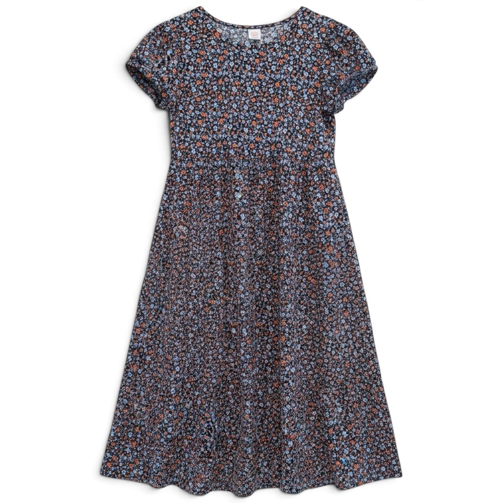 Wonder Nation Floral Midi Dress Girls Size L 10-12 Cottagecore Boho Ditsy Blue